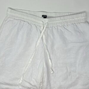 J Crew Wide Leg Seaside Linen‎ Pants Women's XL White Lined Crop Preppy Boho